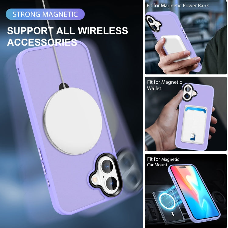 For iPhone 16 Plus Skin-feel MagSafe Holder PC Hybrid TPU Phone Case