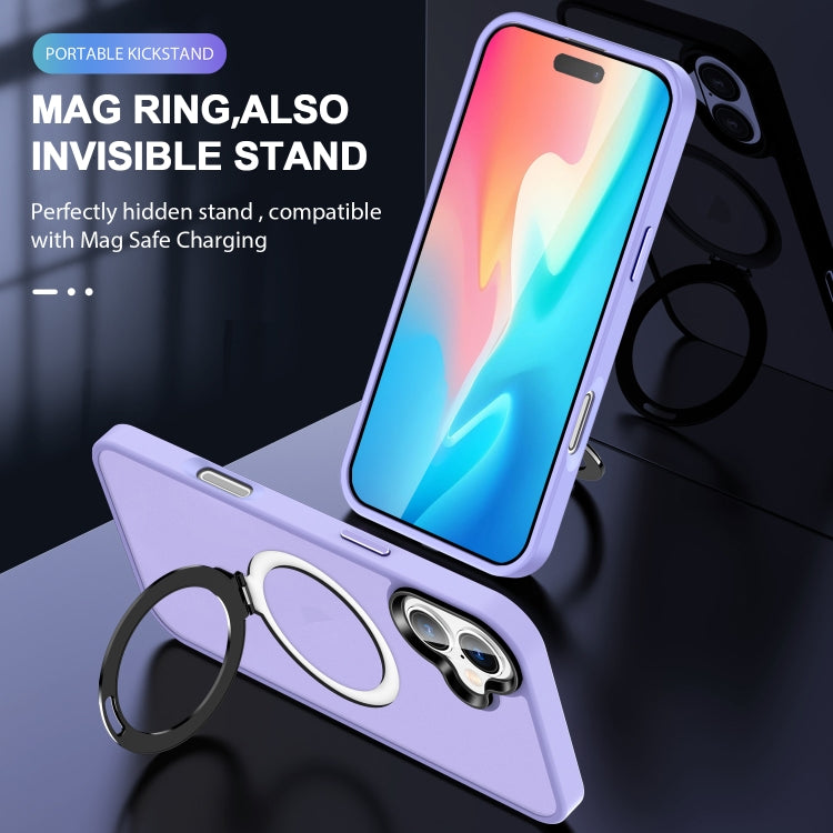 For iPhone 16 Plus Skin-feel MagSafe Holder PC Hybrid TPU Phone Case