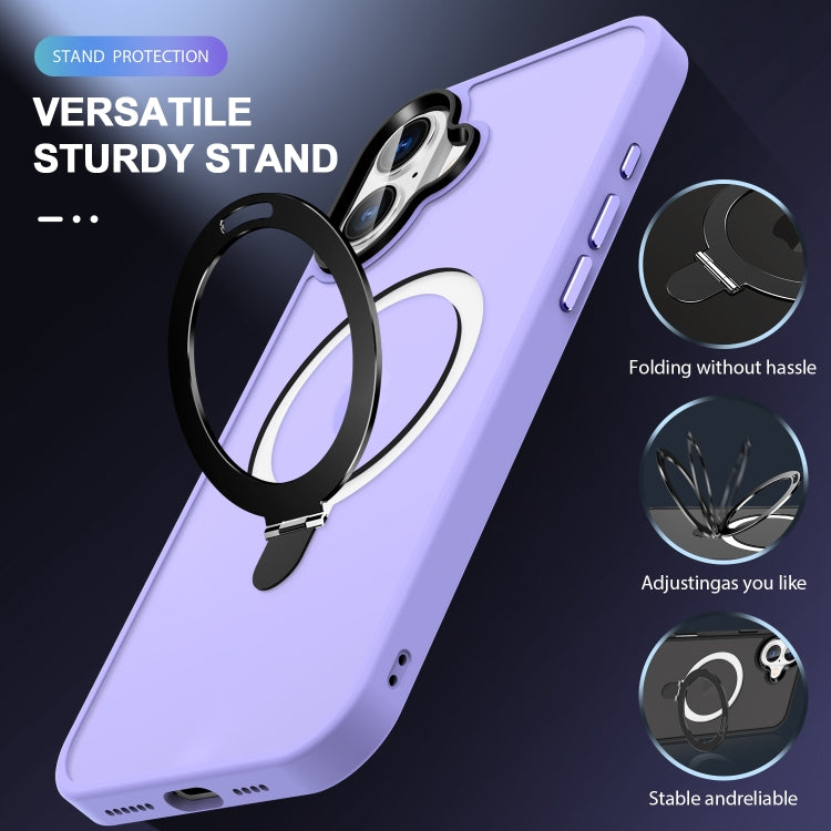 For iPhone 16 Plus Skin-feel MagSafe Holder PC Hybrid TPU Phone Case