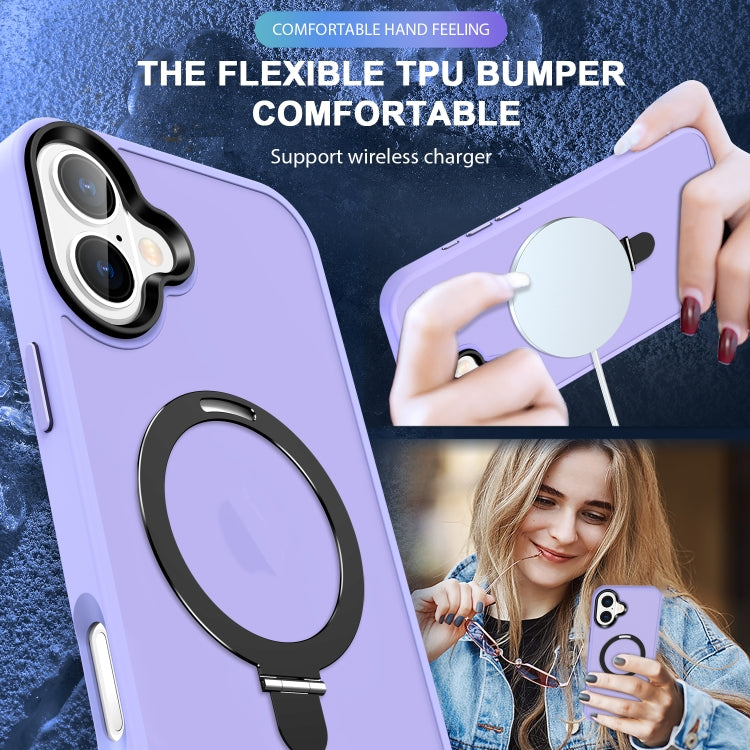 For iPhone 16 Plus Skin-feel MagSafe Holder PC Hybrid TPU Phone Case
