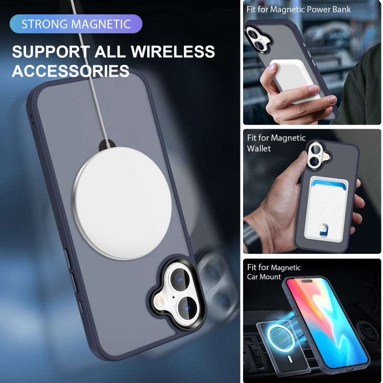 For iPhone 16 Skin-feel MagSafe Holder PC Hybrid TPU Phone Case