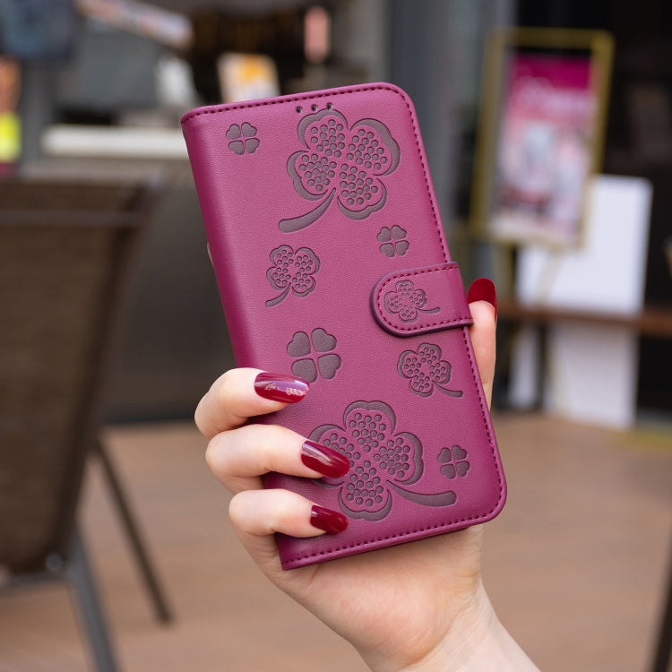 For Xiaomi Poco M6 4G / Redmi 13 4G Four-leaf Embossed Leather Phone Case