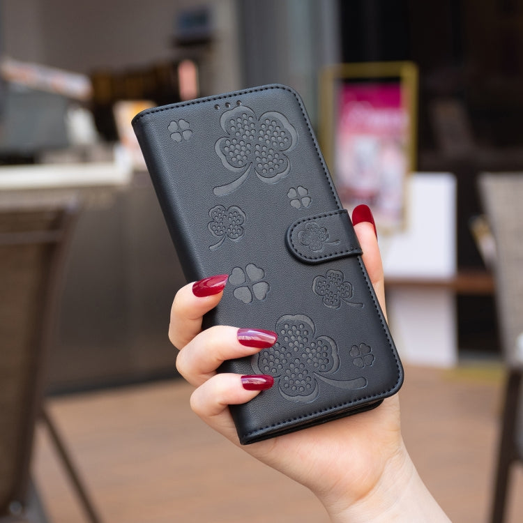 For Xiaomi Poco M6 4G / Redmi 13 4G Four-leaf Embossed Leather Phone Case