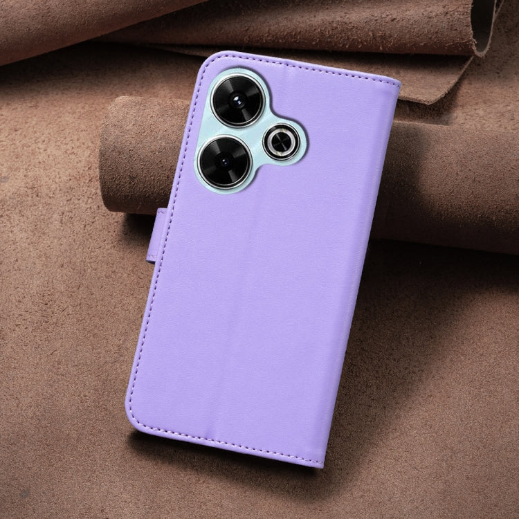 For Xiaomi Poco M6 4G / Redmi 13 4G Four-leaf Embossed Leather Phone Case