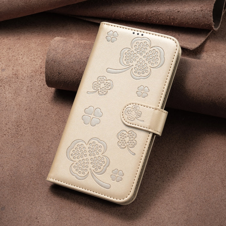 For Xiaomi Poco M6 4G / Redmi 13 4G Four-leaf Embossed Leather Phone Case