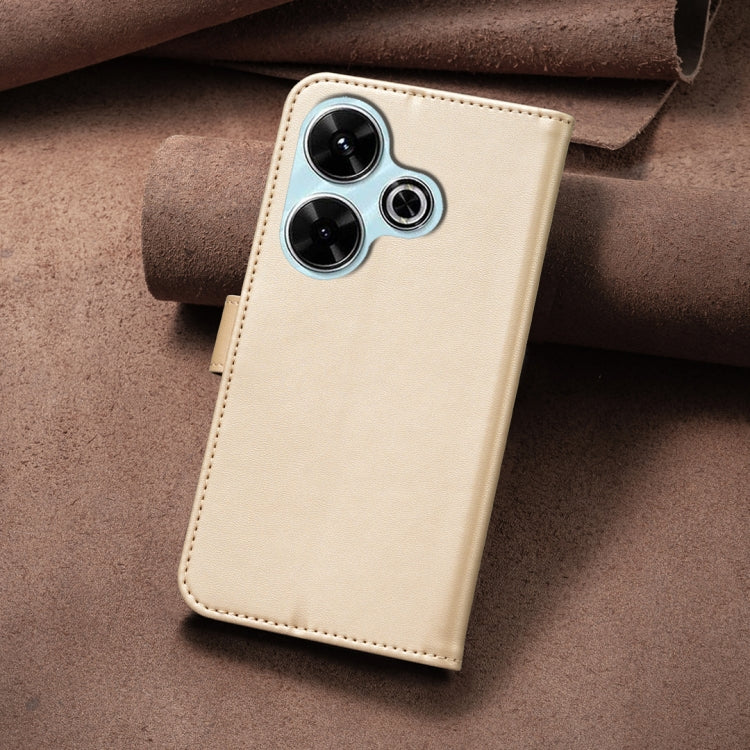 For Xiaomi Poco M6 4G / Redmi 13 4G Four-leaf Embossed Leather Phone Case