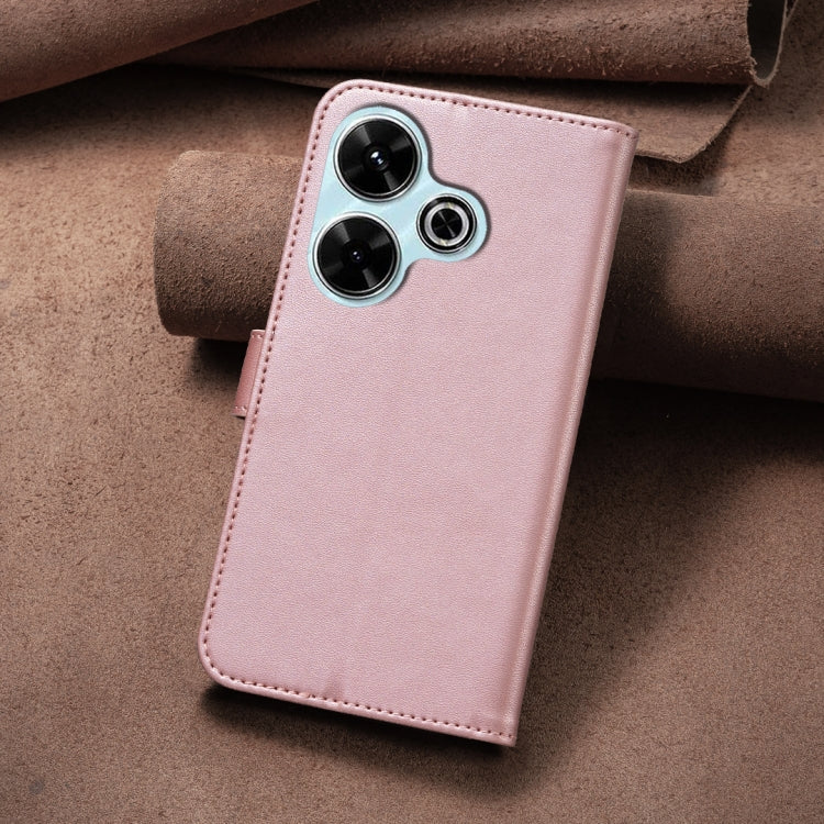 For Xiaomi Poco M6 4G / Redmi 13 4G Four-leaf Embossed Leather Phone Case