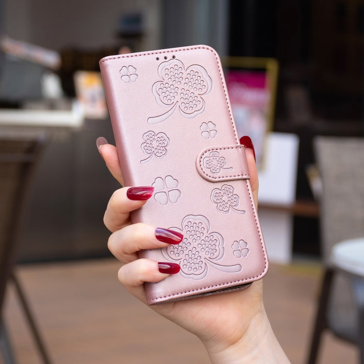 For Xiaomi Poco M6 4G / Redmi 13 4G Four-leaf Embossed Leather Phone Case