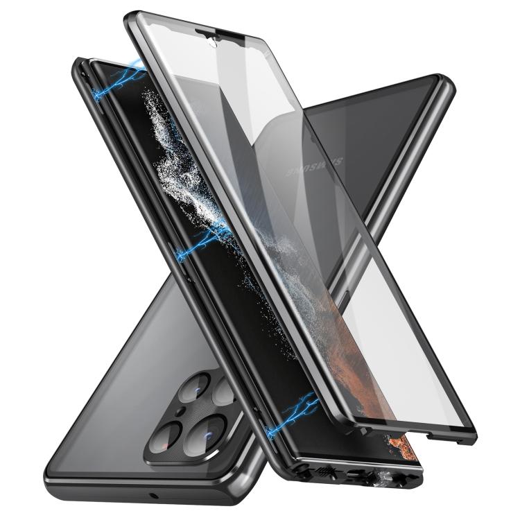 For Samsung Galaxy S25 Ultra 5G HD Full Cover Magnetic Metal Tempered Glass Phone Case