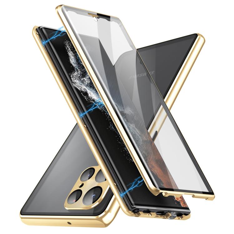 For Samsung Galaxy S25 Ultra 5G HD Full Cover Magnetic Metal Tempered Glass Phone Case