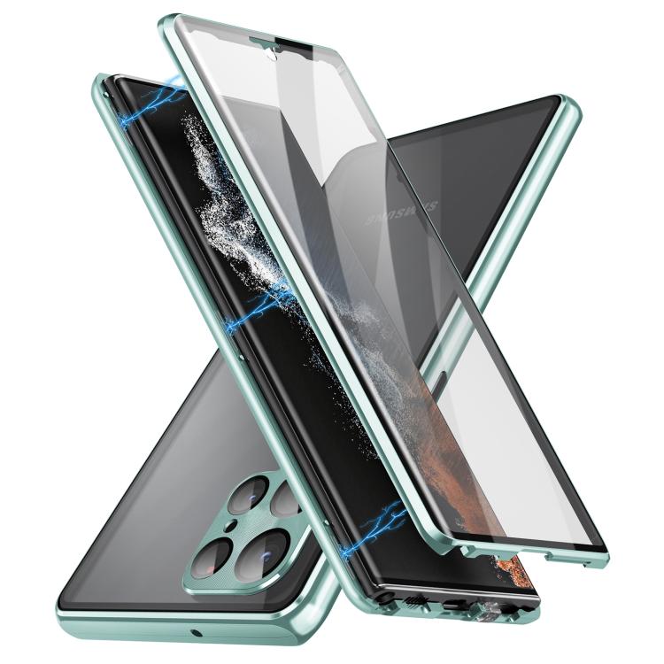 For Samsung Galaxy S25 Ultra 5G HD Full Cover Magnetic Metal Tempered Glass Phone Case