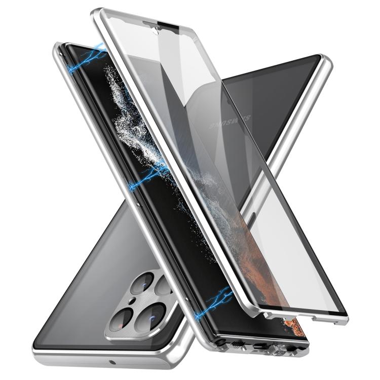 For Samsung Galaxy S25 Ultra 5G HD Full Cover Magnetic Metal Tempered Glass Phone Case