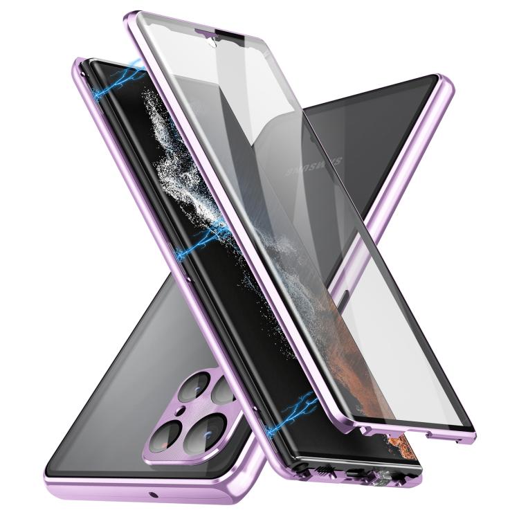 For Samsung Galaxy S25 Ultra 5G HD Full Cover Magnetic Metal Tempered Glass Phone Case