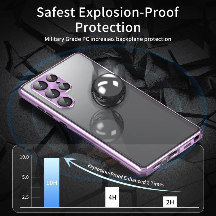For Samsung Galaxy S25 Ultra 5G HD Full Cover Magnetic Metal Tempered Glass Phone Case