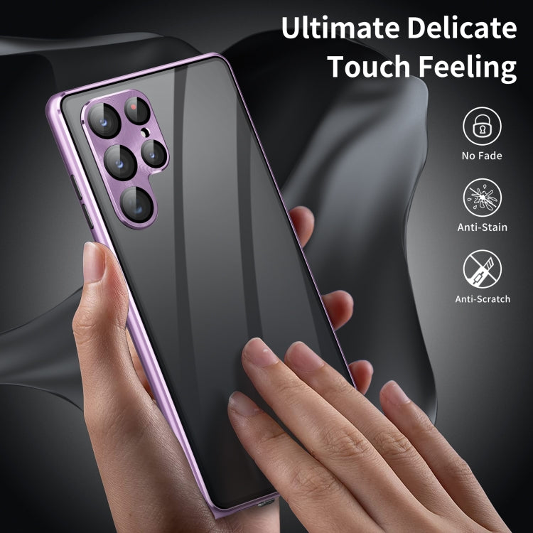 For Samsung Galaxy S25 Ultra 5G HD Full Cover Magnetic Metal Tempered Glass Phone Case