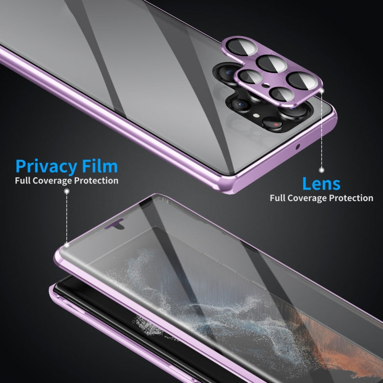 For Samsung Galaxy S25 Ultra 5G HD Full Cover Magnetic Metal Tempered Glass Phone Case