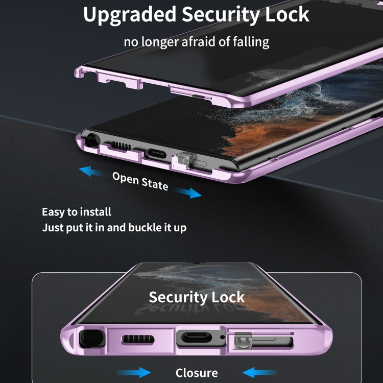 For Samsung Galaxy S25 Ultra 5G HD Full Cover Magnetic Metal Tempered Glass Phone Case