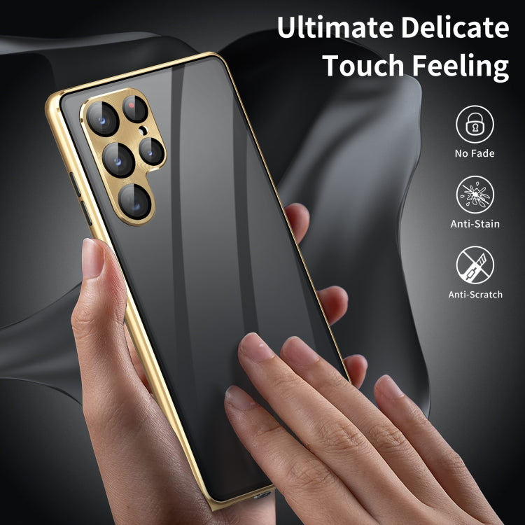 For Samsung Galaxy S25 Ultra 5G Privacy Full Cover Magnetic Metal Tempered Glass Phone Case