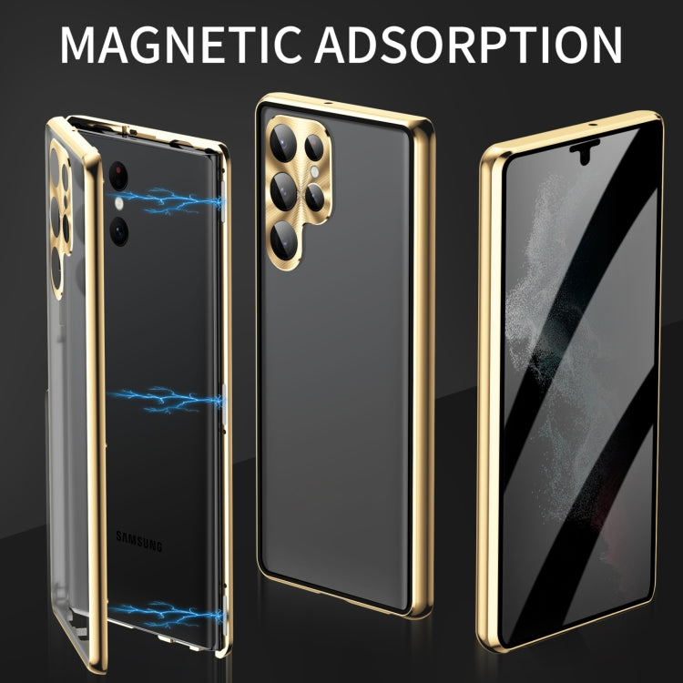 For Samsung Galaxy S25 Ultra 5G Privacy Full Cover Magnetic Metal Tempered Glass Phone Case