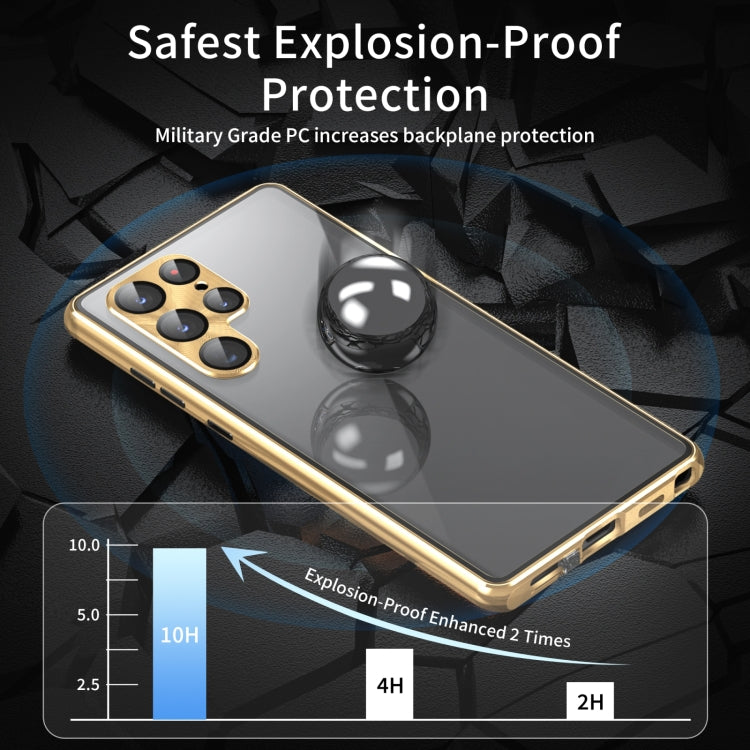 For Samsung Galaxy S25 Ultra 5G Privacy Full Cover Magnetic Metal Tempered Glass Phone Case