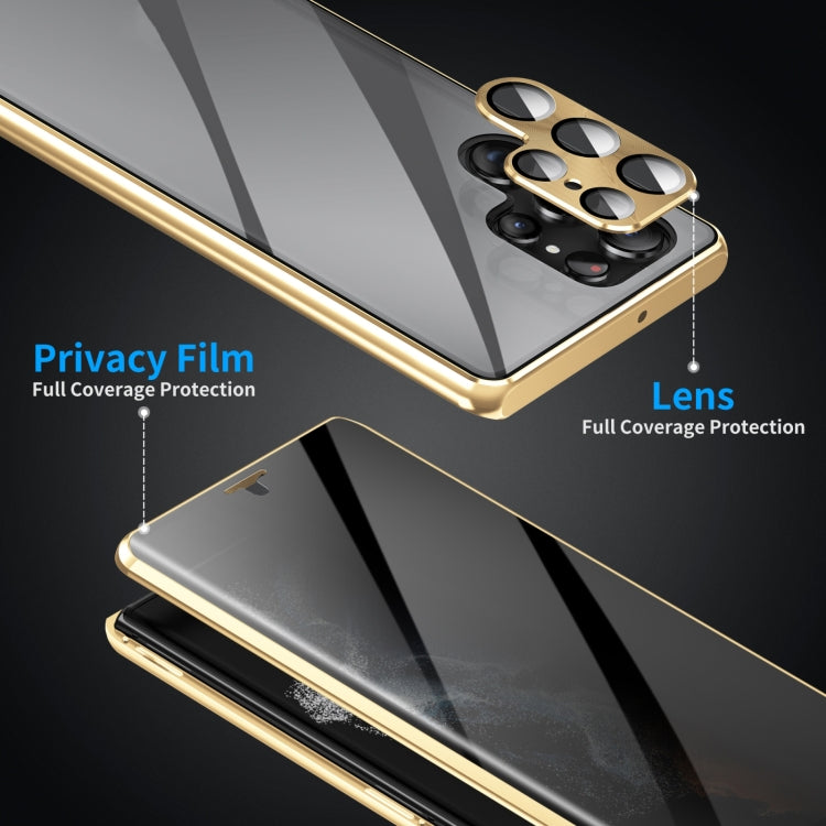 For Samsung Galaxy S25 Ultra 5G Privacy Full Cover Magnetic Metal Tempered Glass Phone Case