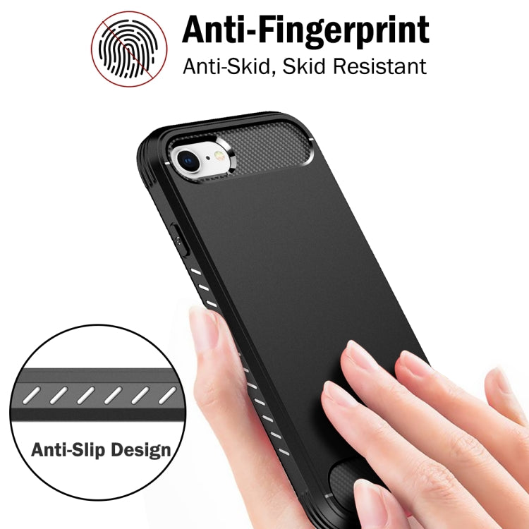 For iPhone SE 2022 / SE 2020 / 8 / 7 Shockproof TPU Frame + Solid Color PC Back Case + Front PET Screen Film(Black)