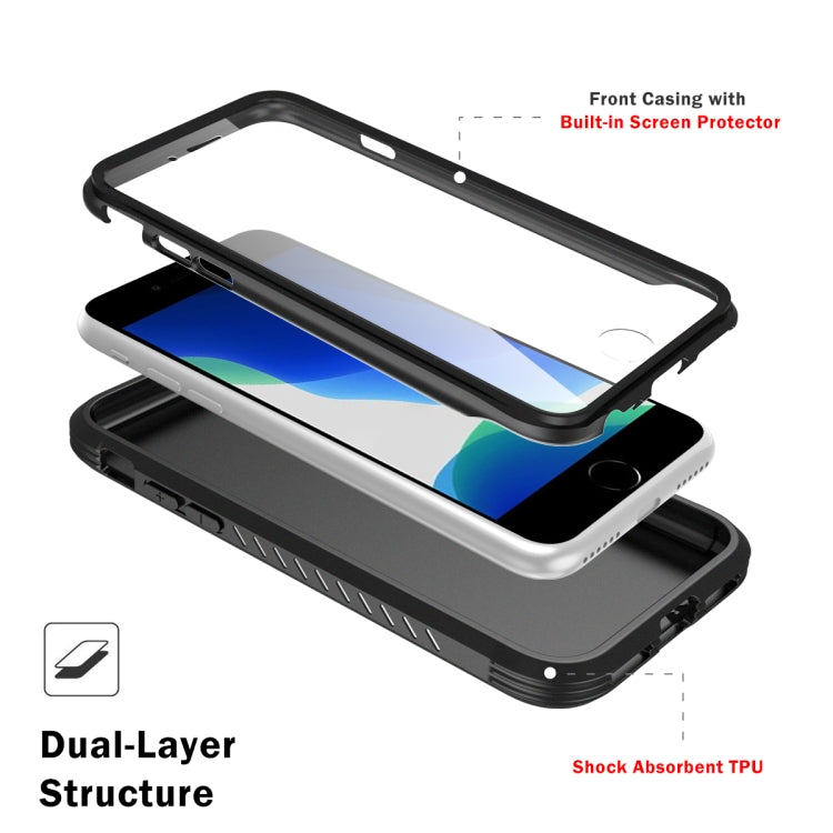 For iPhone SE 2022 / SE 2020 / 8 / 7 Shockproof TPU Frame + Solid Color PC Back Case + Front PET Screen Film(Black)