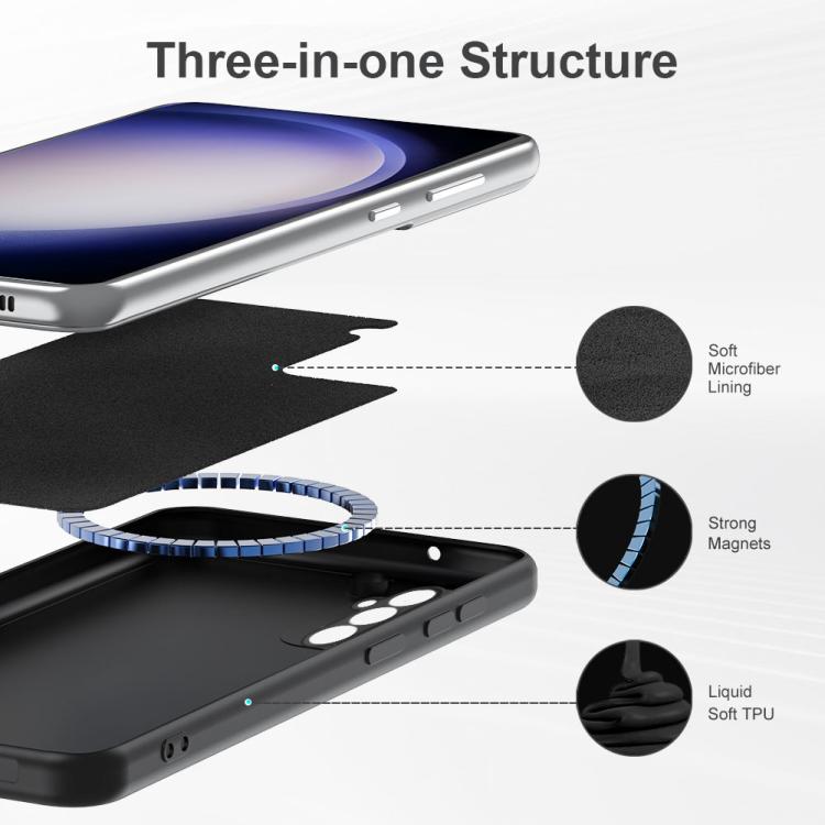 For Samsung Galaxy S25+ 5G MagSafe Magnetic Liquid Silicone Phone Case - Black