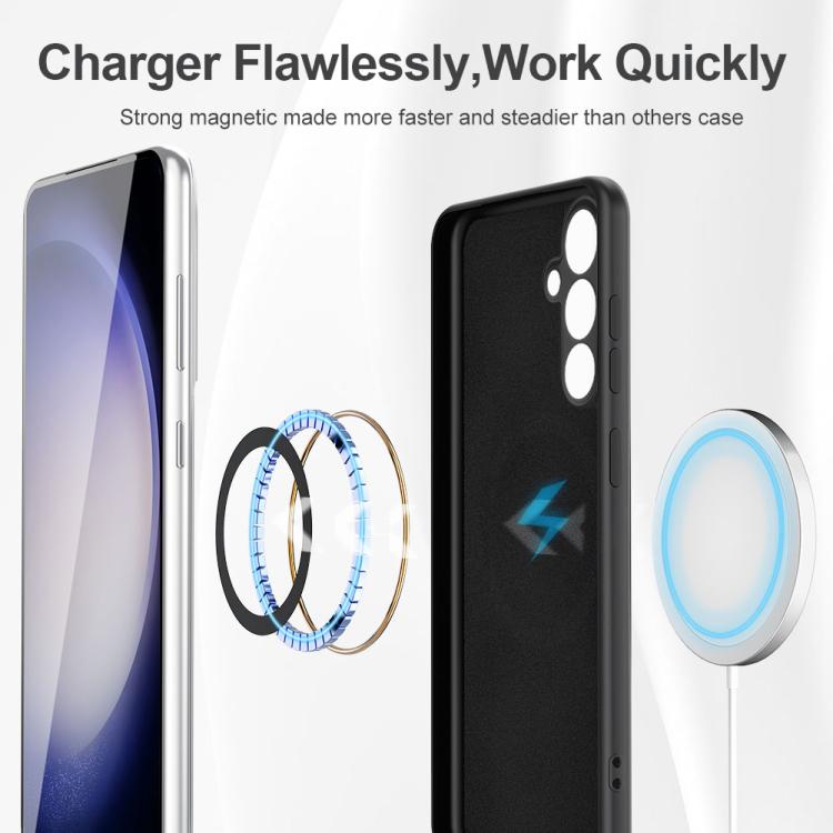 For Samsung Galaxy S25+ 5G MagSafe Magnetic Liquid Silicone Phone Case - Black