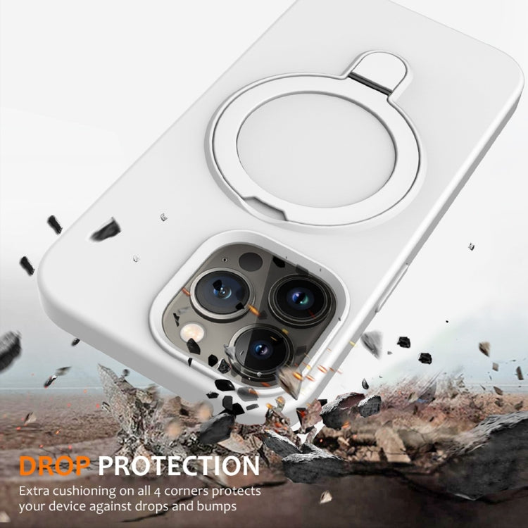 For iPhone 16 Pro Liquid Silicone MagSafe Magnetic Phone Case with Ring Holder