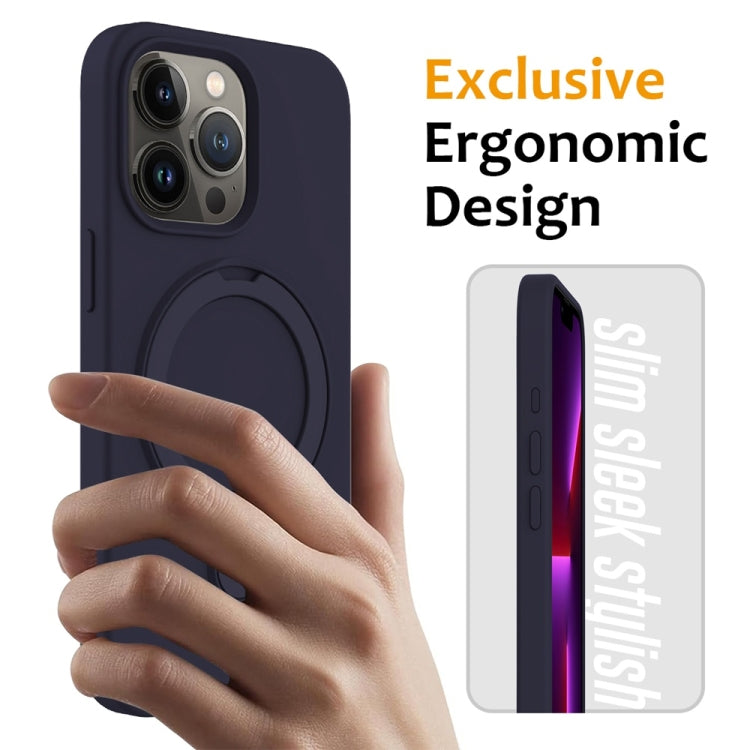 For iPhone 16 Pro Liquid Silicone MagSafe Magnetic Phone Case with Ring Holder