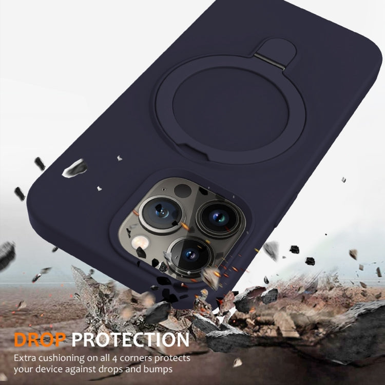 For iPhone 16 Pro Liquid Silicone MagSafe Magnetic Phone Case with Ring Holder