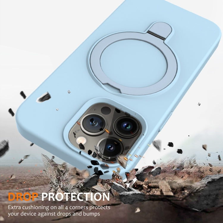 For iPhone 16 Pro Liquid Silicone MagSafe Magnetic Phone Case with Ring Holder