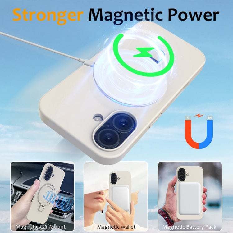 For iPhone 16 Plus Liquid Silicone MagSafe Magnetic Phone Case with Ring Holder