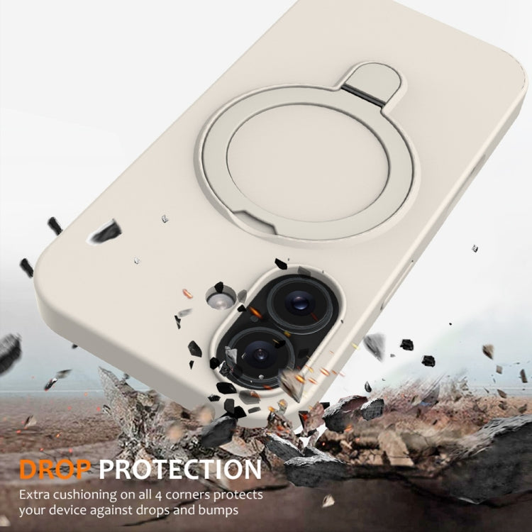 For iPhone 16 Plus Liquid Silicone MagSafe Magnetic Phone Case with Ring Holder