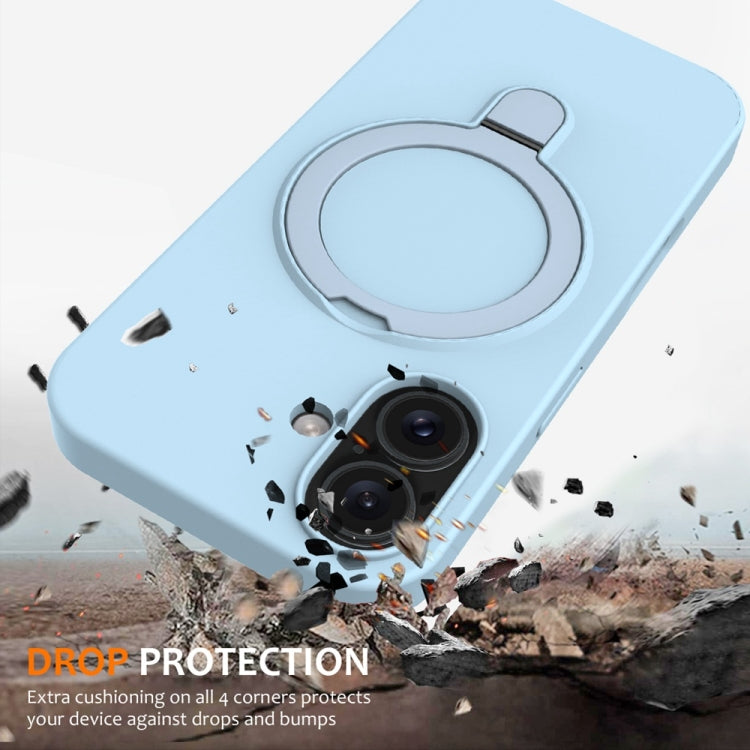 For iPhone 16 Plus Liquid Silicone MagSafe Magnetic Phone Case with Ring Holder