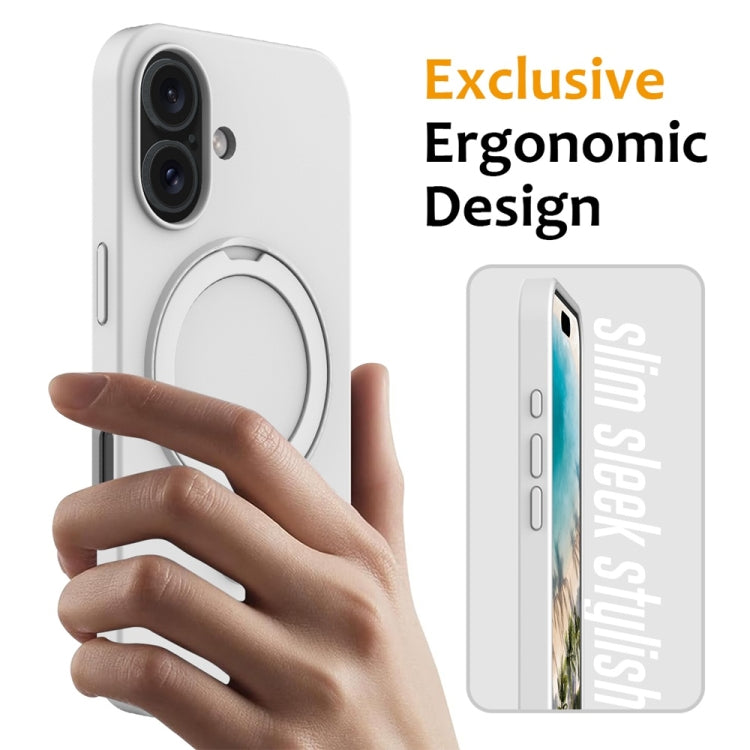 For iPhone 16 Liquid Silicone MagSafe Magnetic Phone Case with Ring Holder