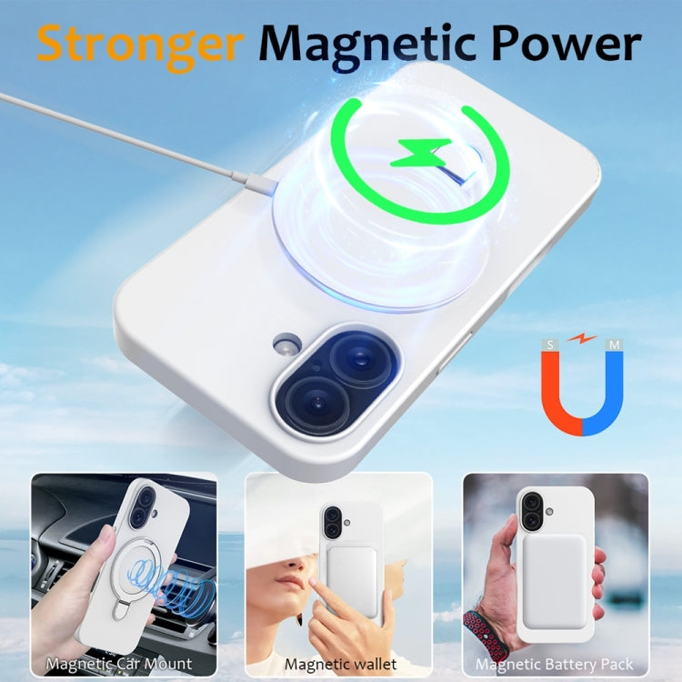 For iPhone 16 Liquid Silicone MagSafe Magnetic Phone Case with Ring Holder