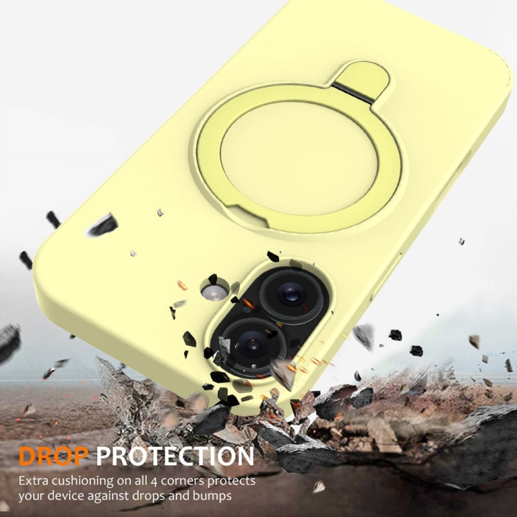 For iPhone 16 Liquid Silicone MagSafe Magnetic Phone Case with Ring Holder