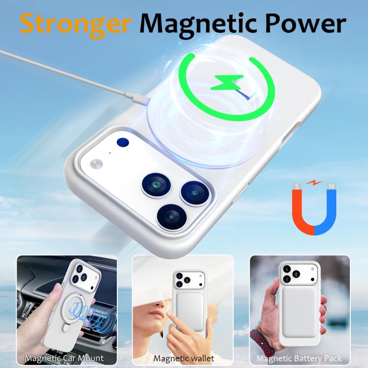 For iPhone 17 Pro Max Liquid Silicone MagSafe Magnetic Phone Case with Ring Holder