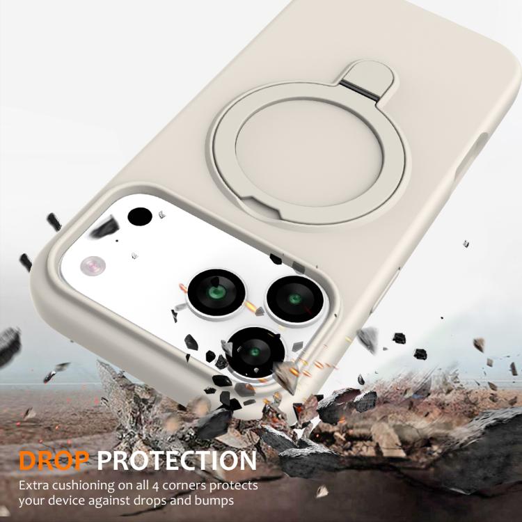 For iPhone 17 Pro Max Liquid Silicone MagSafe Magnetic Phone Case with Ring Holder
