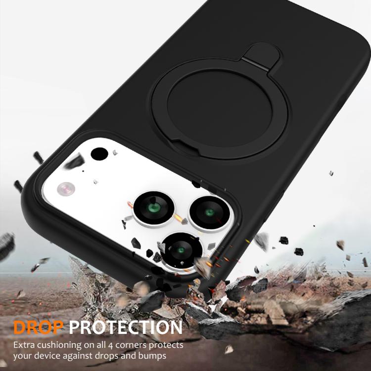 For iPhone 17 Pro Max Liquid Silicone MagSafe Magnetic Phone Case with Ring Holder
