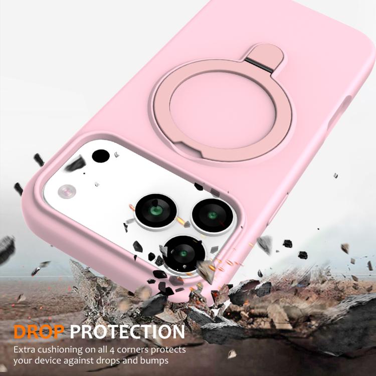 For iPhone 17 Pro Max Liquid Silicone MagSafe Magnetic Phone Case with Ring Holder