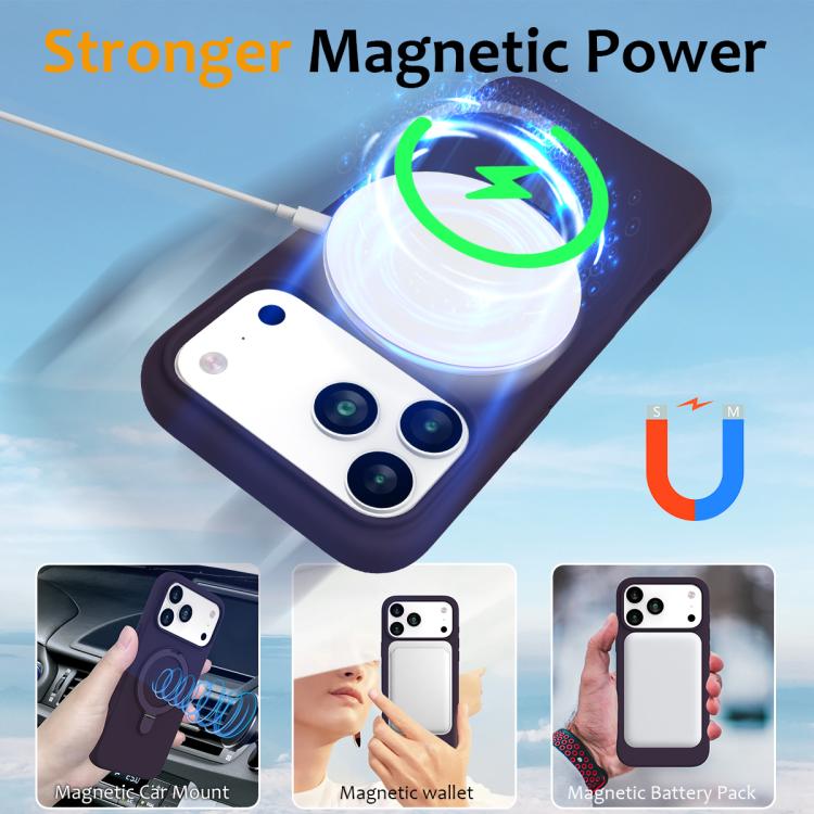 For iPhone 17 Pro Max Liquid Silicone MagSafe Magnetic Phone Case with Ring Holder