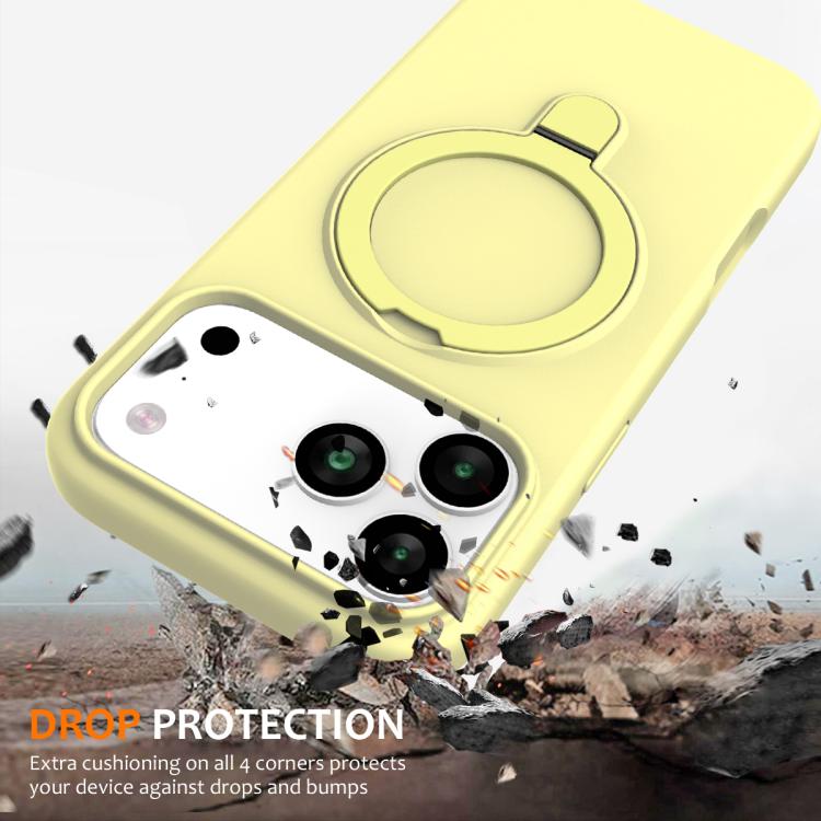 For iPhone 17 Pro Max Liquid Silicone MagSafe Magnetic Phone Case with Ring Holder