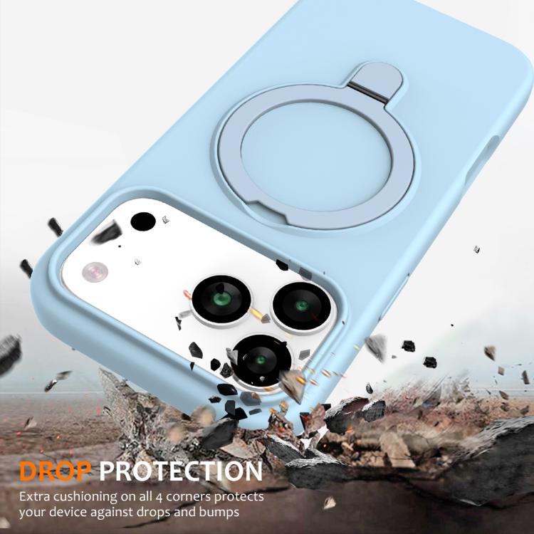 For iPhone 17 Pro Max Liquid Silicone MagSafe Magnetic Phone Case with Ring Holder
