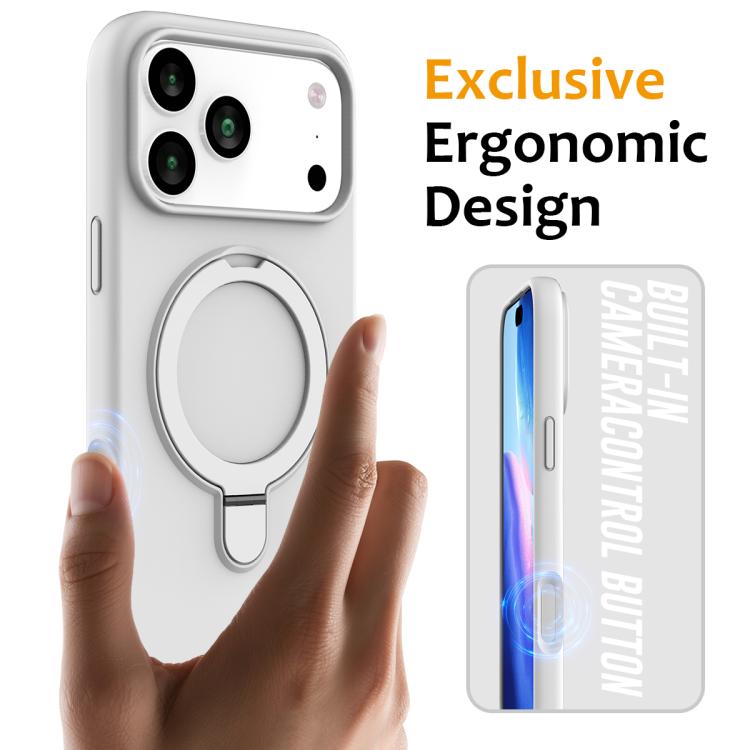 For iPhone 17 Pro Liquid Silicone MagSafe Magnetic Phone Case with Ring Holder