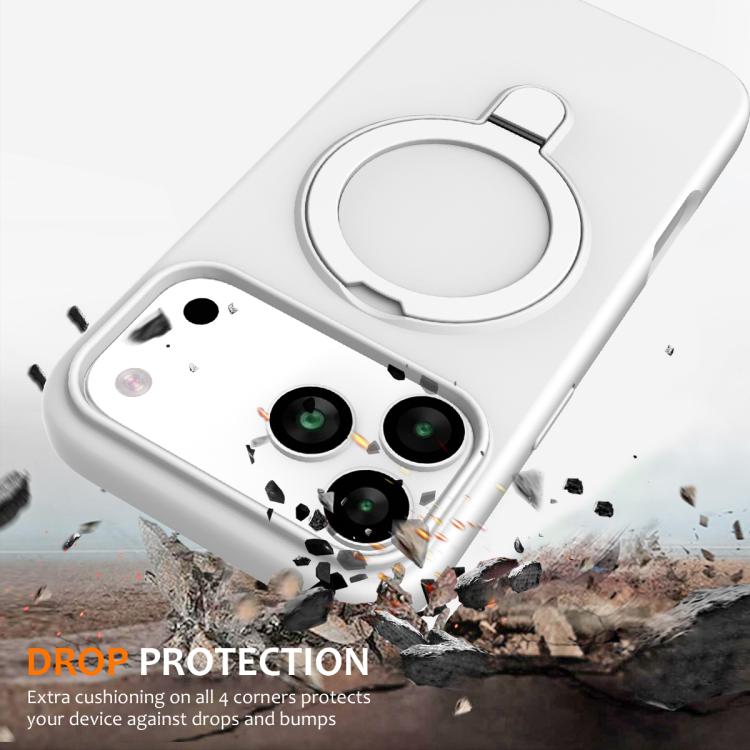 For iPhone 17 Pro Liquid Silicone MagSafe Magnetic Phone Case with Ring Holder