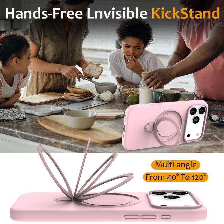 For iPhone 17 Pro Liquid Silicone MagSafe Magnetic Phone Case with Ring Holder