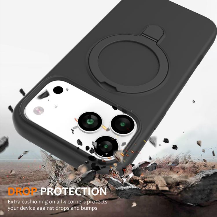For iPhone 17 Pro Liquid Silicone MagSafe Magnetic Phone Case with Ring Holder